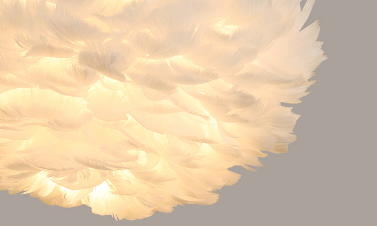 Art Deco Feather Pendant Light Fixtures Modern Creative Globe Hanging Ceiling Light for Bedroom