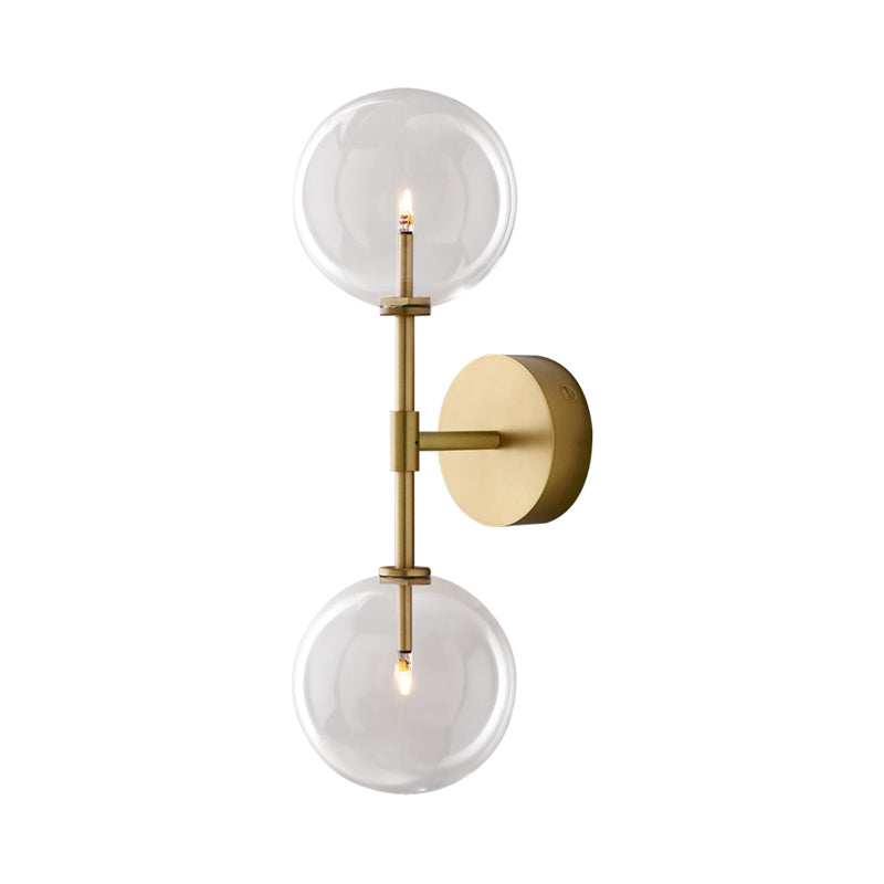 Black/Brass Finish Lever Wall Light Vintage Metallic 2 Bulbs Sconce Light Fixture with Clear/Smoke Grey Glass Shade