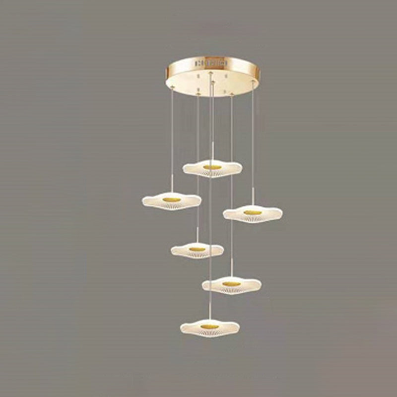 Modern Multiple Lotus Leaf Shaped Shade Pendant Light Acrylic Long Hanging Lamp for Living Room