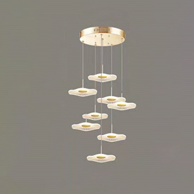 Modern Multiple Lotus Leaf Shaped Shade Pendant Light Acrylic Long Hanging Lamp for Living Room