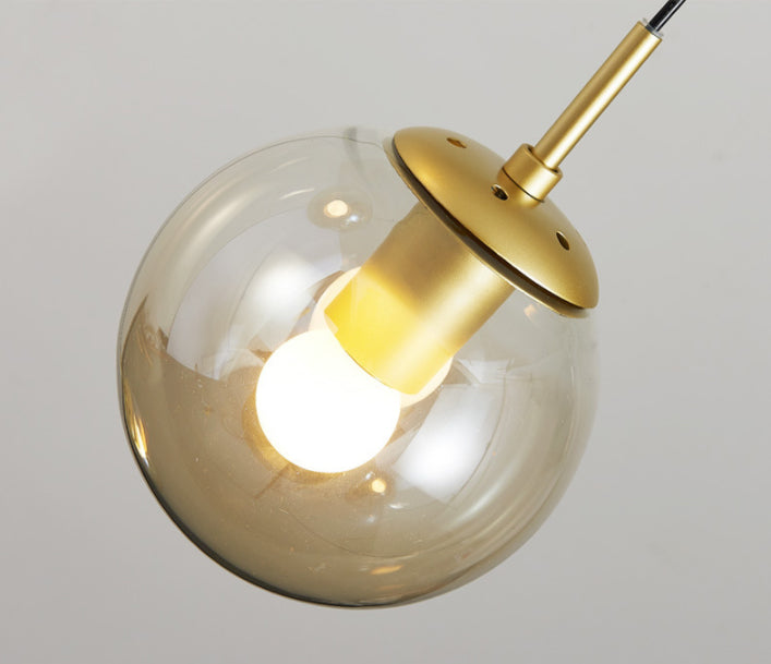 Modern Minimalist Multiple Globe Shade Pendant Light Glass Long Hanging Lamp for Living Room
