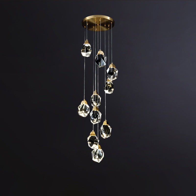Meerdere afgeschuinde kristalprisma's Droplamp Moderne lange suspensie hanglamp voor trap