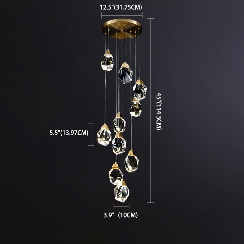 Meerdere afgeschuinde kristalprisma's Droplamp Moderne lange suspensie hanglamp voor trap