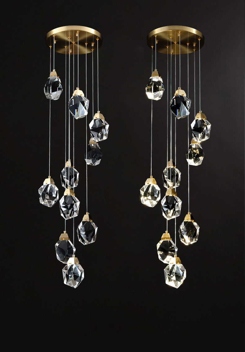 Meerdere afgeschuinde kristalprisma's Droplamp Moderne lange suspensie hanglamp voor trap