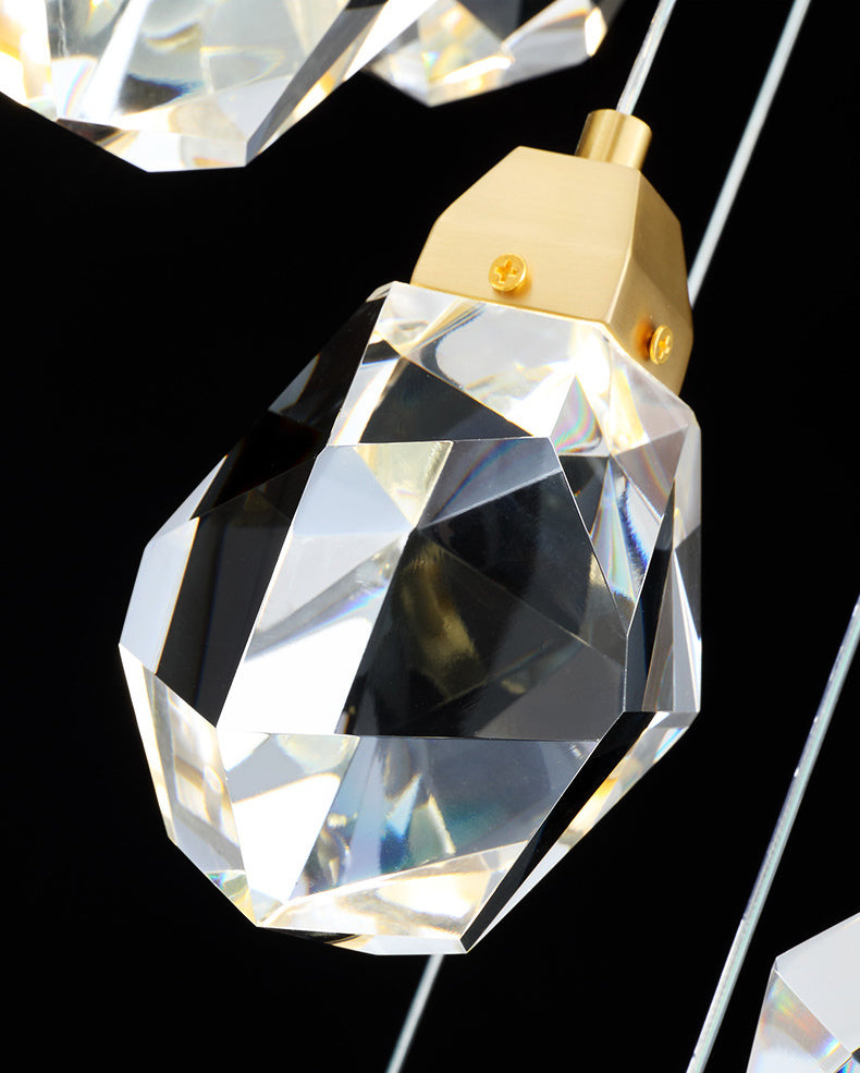 Meerdere afgeschuinde kristalprisma's Droplamp Moderne lange suspensie hanglamp voor trap