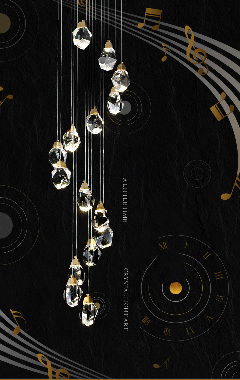 Meerdere afgeschuinde kristalprisma's Droplamp Moderne lange suspensie hanglamp voor trap