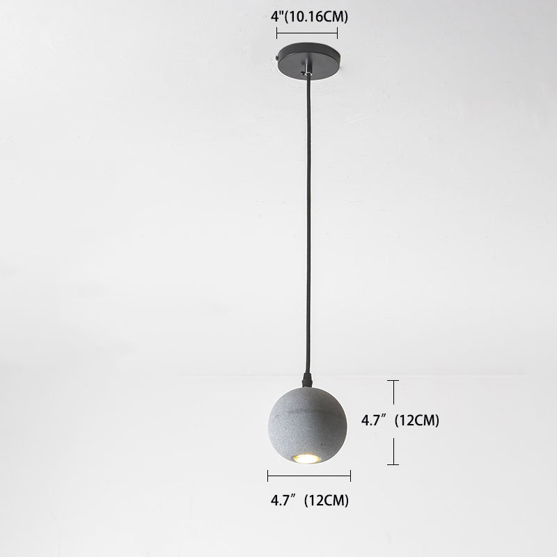 Grey Spherical Shape Pendant Lamp Modern Minimalist Cement Hanging Lamp for Living Room