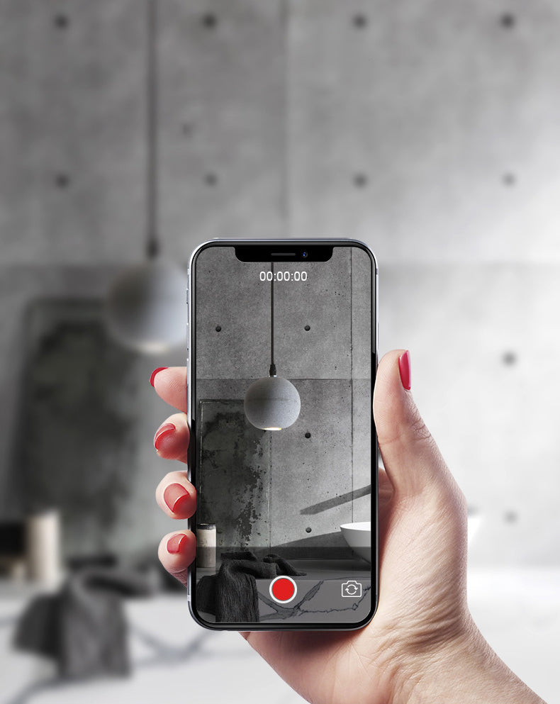 Grey Spherical Shape Pendant Lamp Modern Minimalist Cement Hanging Lamp for Living Room