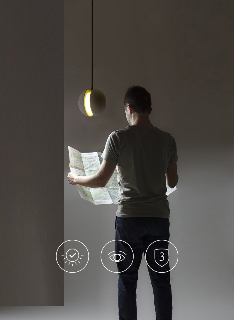 Grey Spherical Shape Pendant Lamp Modern Minimalist Cement Hanging Lamp for Living Room