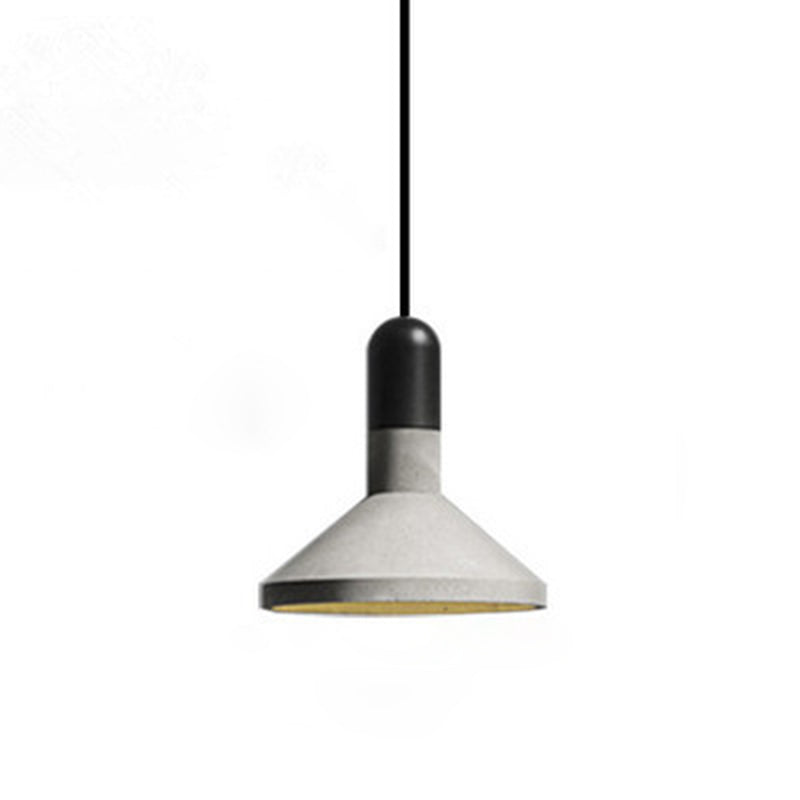 Tapered Cement Hanging Light Nordic Style 1 Light Restaurant Ceiling Pendant Lamp with Wooden Top