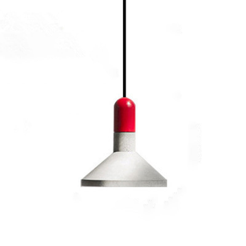 Tapered Cement Hanging Light Nordic Style 1 Light Restaurant Ceiling Pendant Lamp with Wooden Top