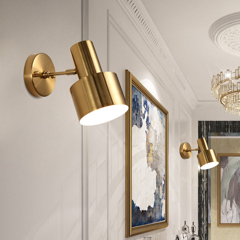 Einstellbar 1 Kopf Mini Wandleuchte einfache goldene Eisen -Rundwand -Rampenlicht, 5 "/5,5" breit