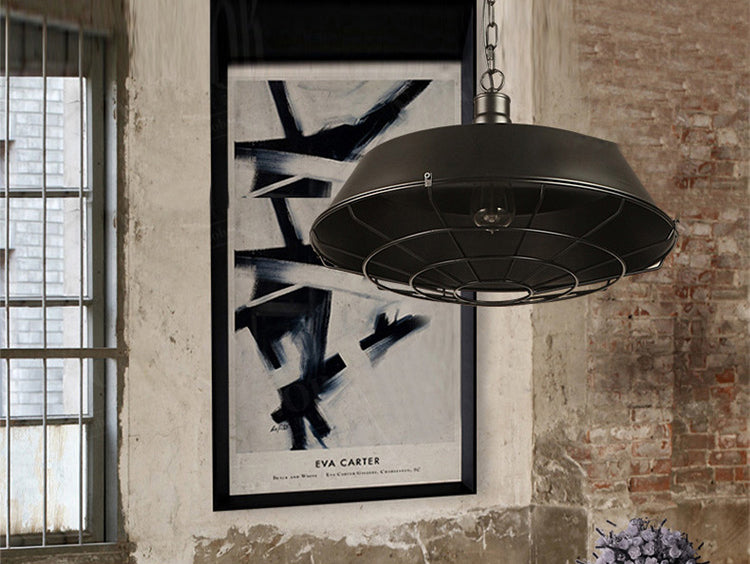1 leichte Anhänger Leichte industrielle Retro -Schatten -Schatten -Metall -Hang -Lampe mit Grill für Esszimmer