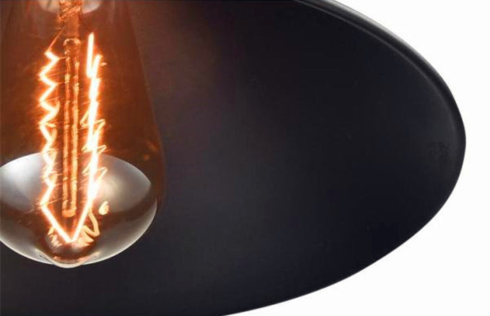 Black 1 Light Pendant Light Industrial Retro Tapered Shade Metal Hanging Lamp for Dining Room