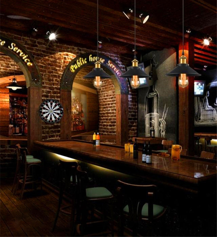 Black 1 Light Pendant Light Industrial Retro Tapered Shade Metal Hanging Lamp for Dining Room