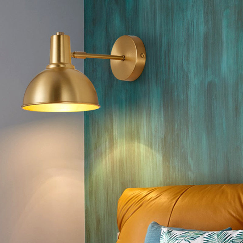 Messing koepelvorm/wijd uitlopende wandbevestiging leeslamp Minimalisme enkele gouden sconce verlichtingsarmatuur