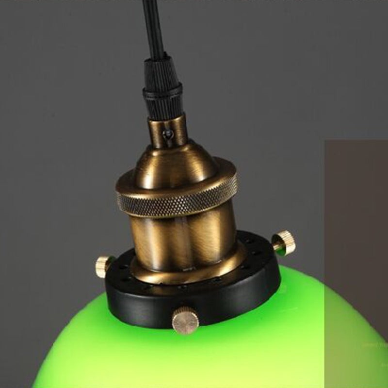 Green 1-Light Pendant Ceiling Light Retro Glass Shade Cone Pendant Light Fixture for Living Room