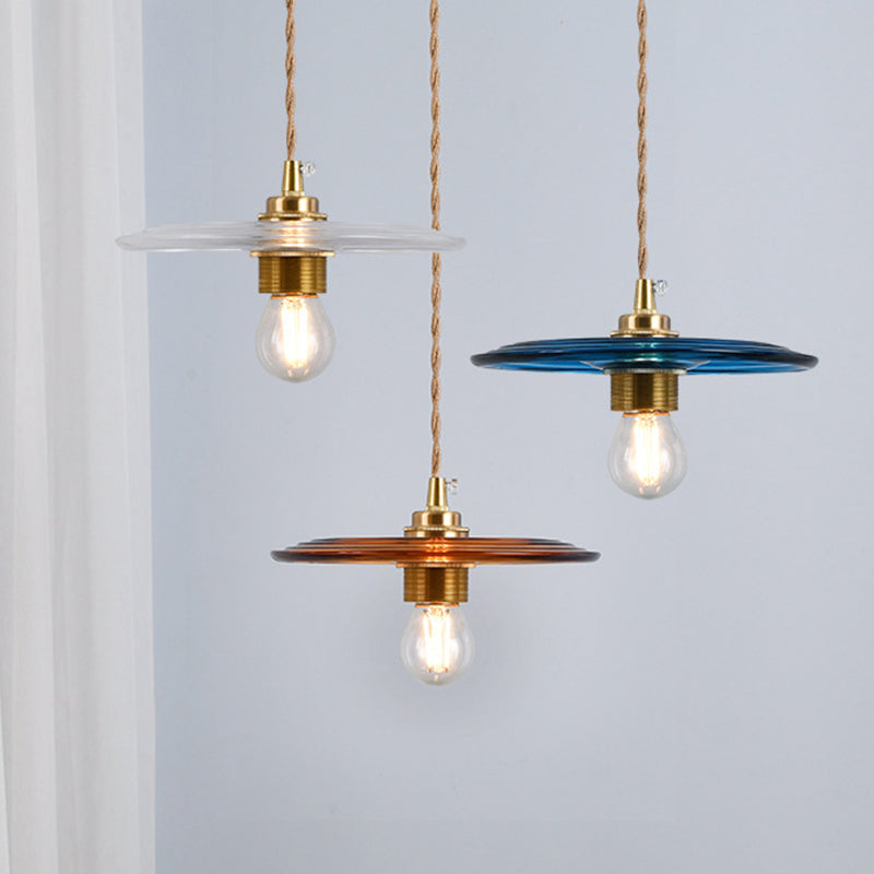 Retro Minimalist 1 Light Pendant Lamp Lens Glass Shade Pendant Light Fixture for Living Room