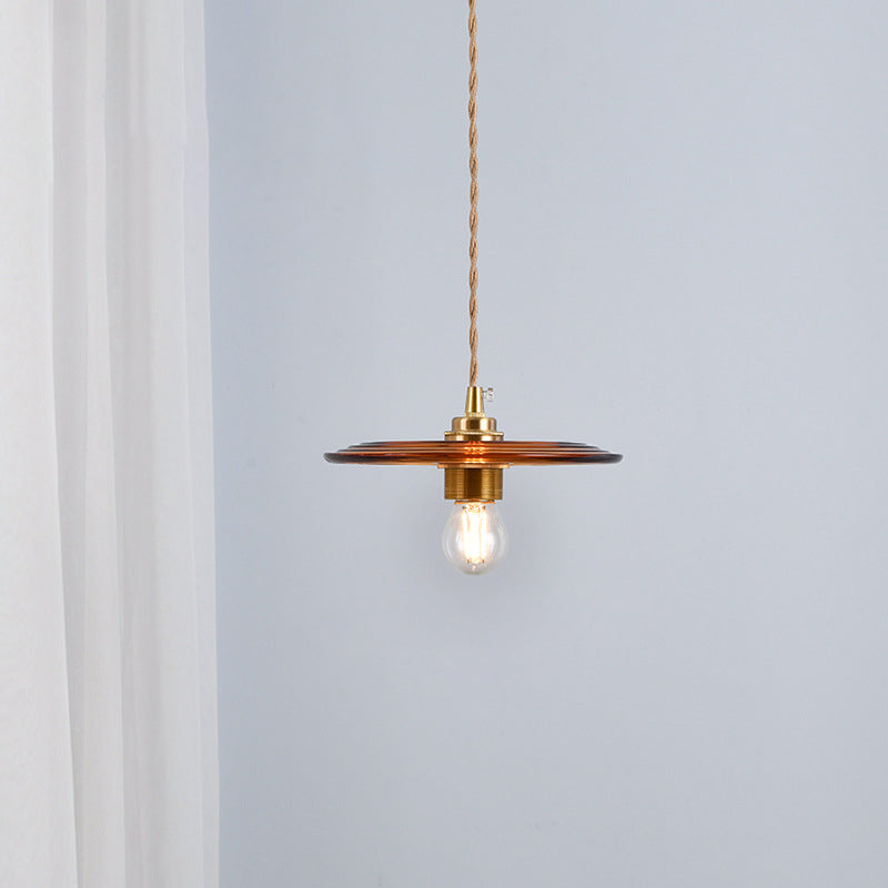 Retro Minimalist 1 Light Pendant Lamp Lens Glass Shade Pendant Light Fixture for Living Room