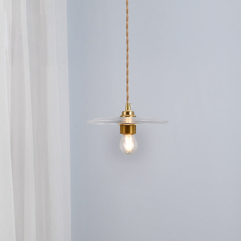 Retro Minimalist 1 Light Pendant Lamp Lens Glass Shade Pendant Light Fixture for Living Room