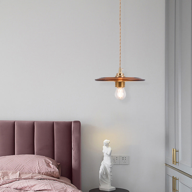 Retro Minimalist 1 Light Pendant Lamp Lens Glass Shade Pendant Light Fixture for Living Room