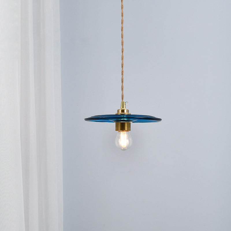 Retro Minimalist 1 Light Pendant Lamp Lens Glass Shade Pendant Light Fixture for Living Room