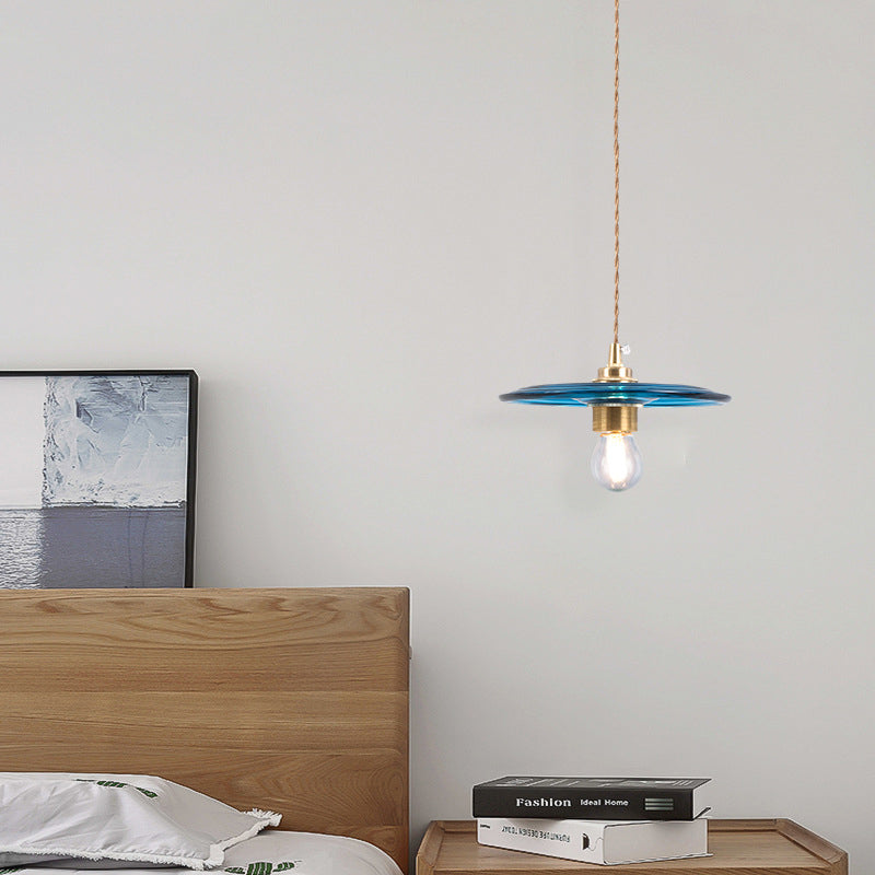Retro Minimalist 1 Light Pendant Lamp Lens Glass Shade Pendant Light Fixture for Living Room