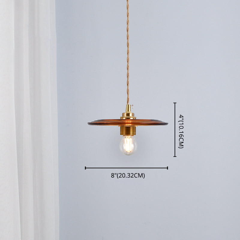 Retro Minimalist 1 Light Pendant Lamp Lens Glass Shade Pendant Light Fixture for Living Room
