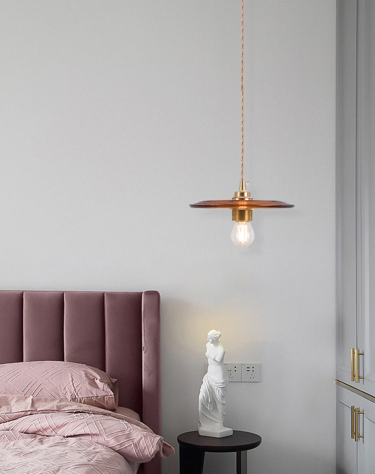 Retro Minimalist 1 Light Pendant Lamp Lens Glass Shade Pendant Light Fixture for Living Room