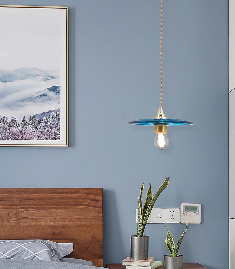 Retro Minimalist 1 Light Pendant Lamp Lens Glass Shade Pendant Light Fixture for Living Room