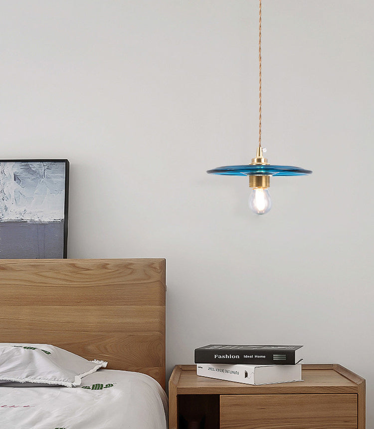 Retro Minimalist 1 Light Pendant Lamp Lens Glass Shade Pendant Light Fixture for Living Room