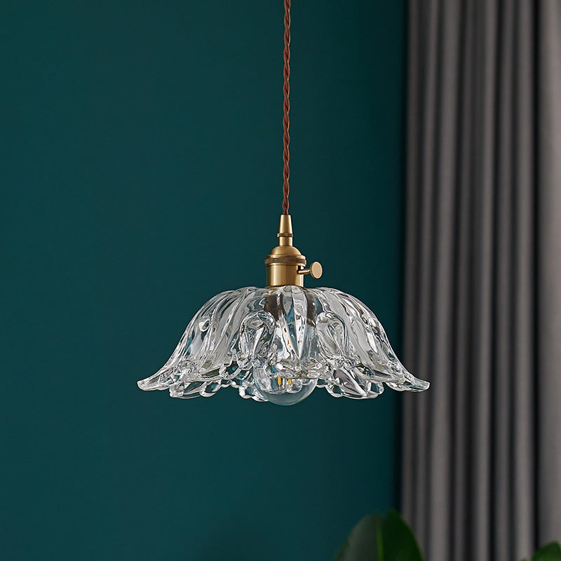 Flower Shape Shade Ceiling Pendant Lamp Vintage Industrial Clear Glass Indoor Hanging Light