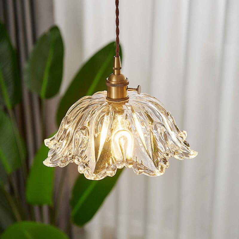 Flower Shape Shade Ceiling Pendant Lamp Vintage Industrial Clear Glass Indoor Hanging Light