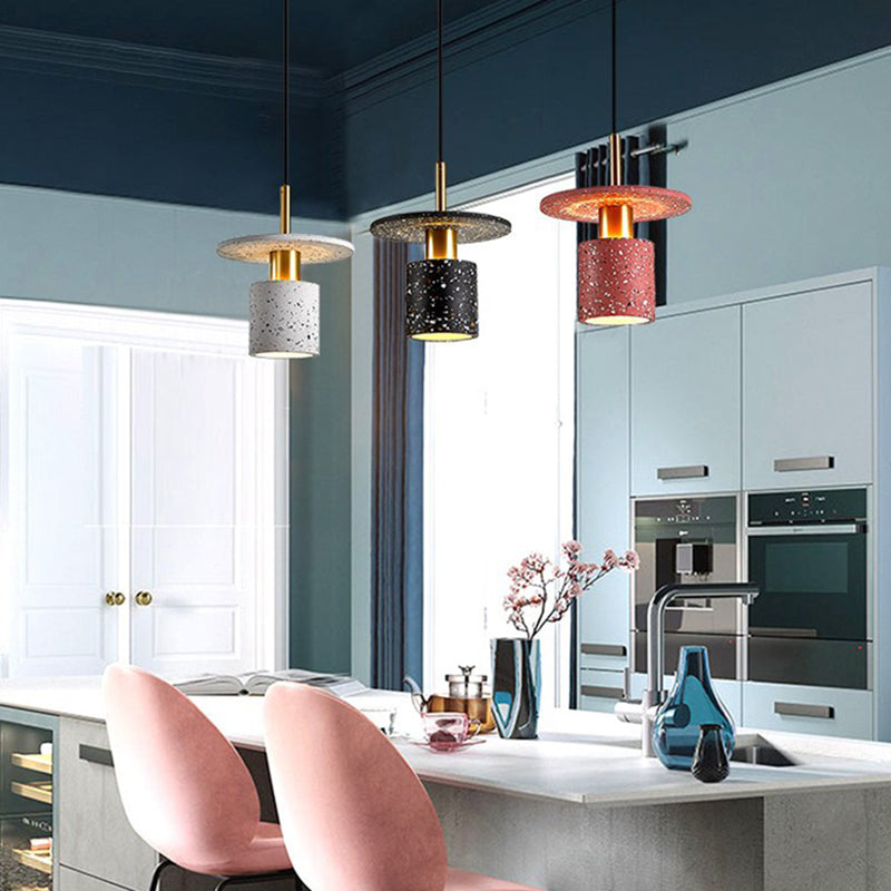 Nordische moderne zylindrische Form Pendelleuchte Beton kleines Suspension Licht für Wohnzimmer