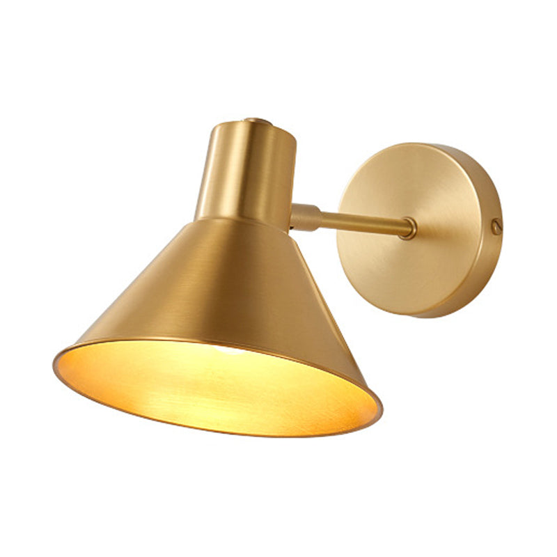 Messing koepelvorm/wijd uitlopende wandbevestiging leeslamp Minimalisme enkele gouden sconce verlichtingsarmatuur