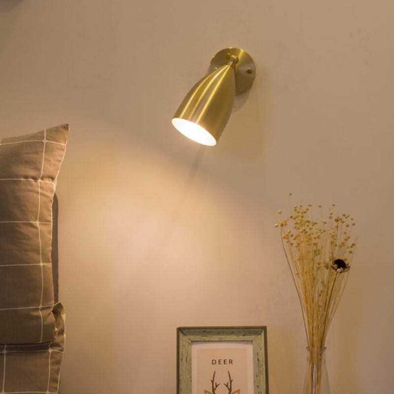 4"/7.5"/12" W 1 Bulb Wall Sconce Modern Style Tapered/Drum/Oval Brass Indoor Wall Mounted Lighting in Gold