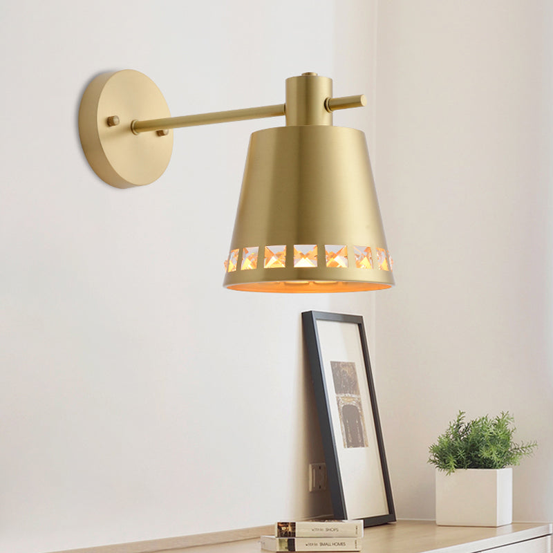 4"/7.5"/12" W 1 Bulb Wall Sconce Modern Style Tapered/Drum/Oval Brass Indoor Wall Mounted Lighting in Gold