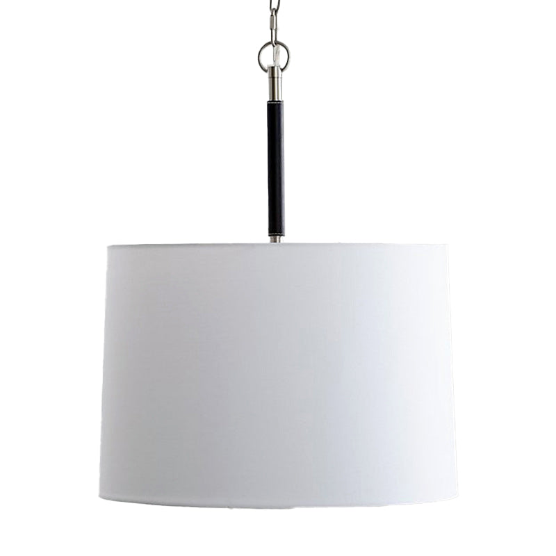 3 Lights Cylinder Modern Chandelier With White Fabric Shade And Adjustable Chain