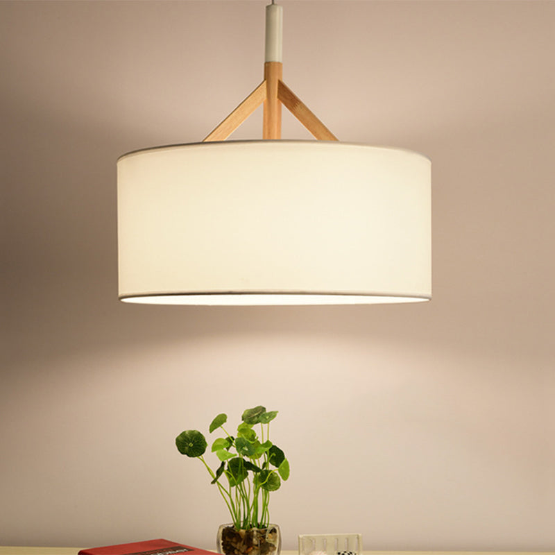 Off White Fabric Shade Chandelier Drum Shape Ceiling Lights