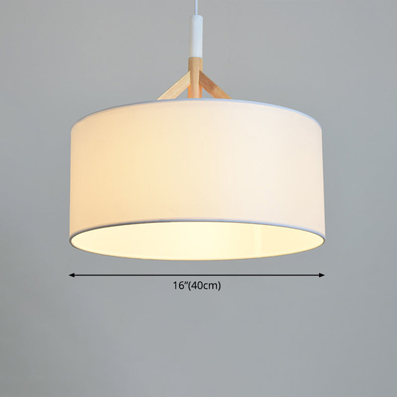 Off White Fabric Shade Chandelier Drum Shape Ceiling Lights