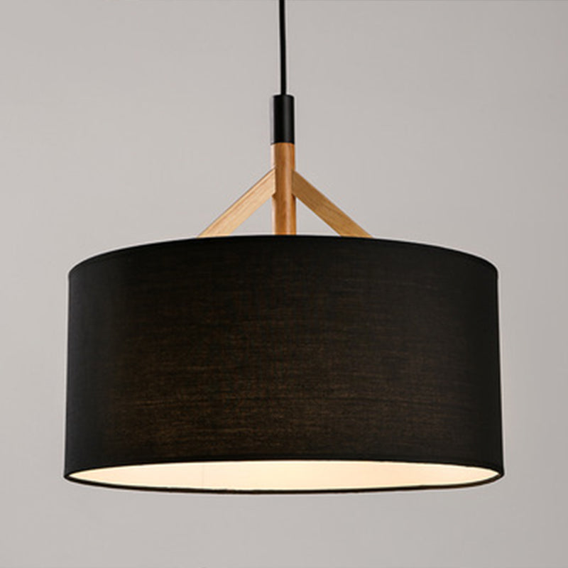 Off White Fabric Shade Chandelier Drum Shape Ceiling Lights