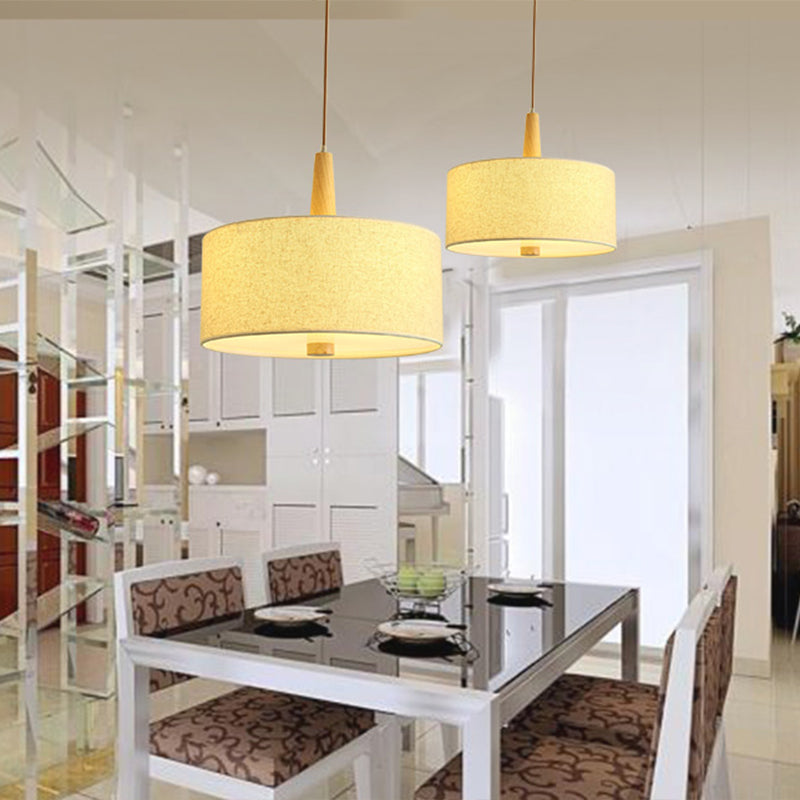 3-Light Drum Chandelier with Wood Accents Modernism Adjustable Ceiling Lights