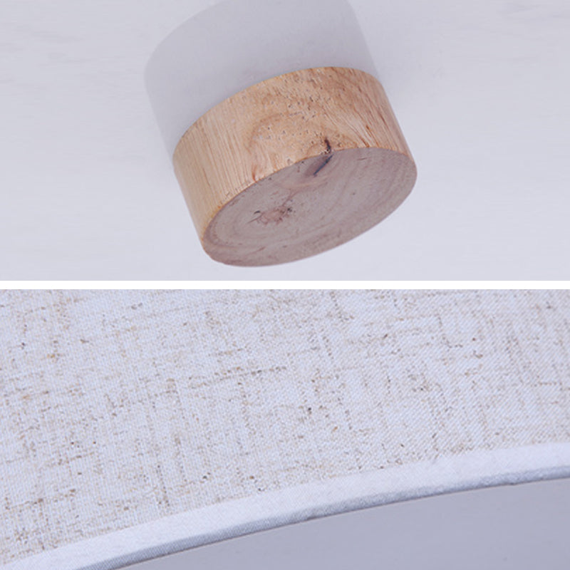 3-Light Drum Chandelier with Wood Accents Modernism Adjustable Ceiling Lights