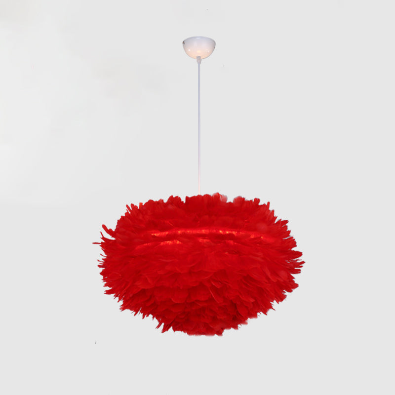 Art Deco Feather Pendant Lighting Modern Nordic Creative Globe Hanging Ceiling Light for Bedroom