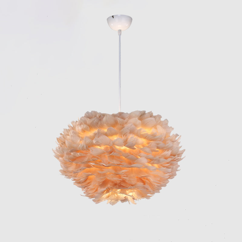 Art Deco Feather Pendant Lighting Modern Nordic Creative Globe Hanging Ceiling Light for Bedroom