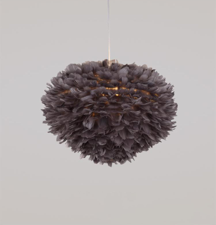 Art Deco Feather Pendant Lighting Modern Nordic Creative Globe Hanging Ceiling Light for Bedroom