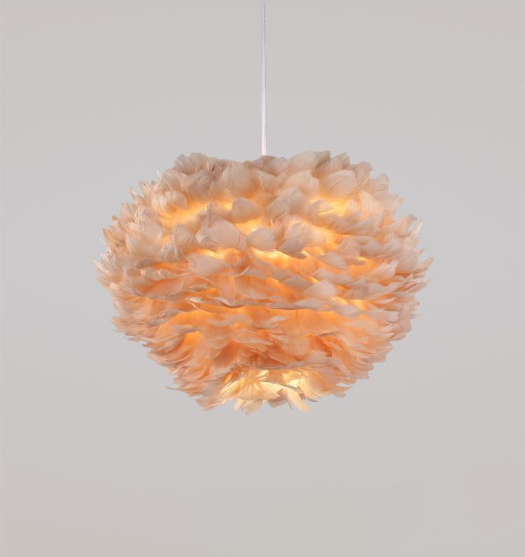 Art Deco Feather Pendant Lighting Modern Nordic Creative Globe Hanging Ceiling Light for Bedroom