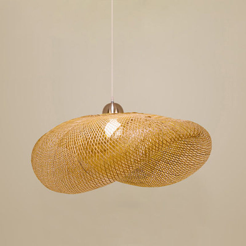 Modernes Touch Hanging Light Kit Bambus 1 Leichte Esszimmer Anhängerlampe in Beige