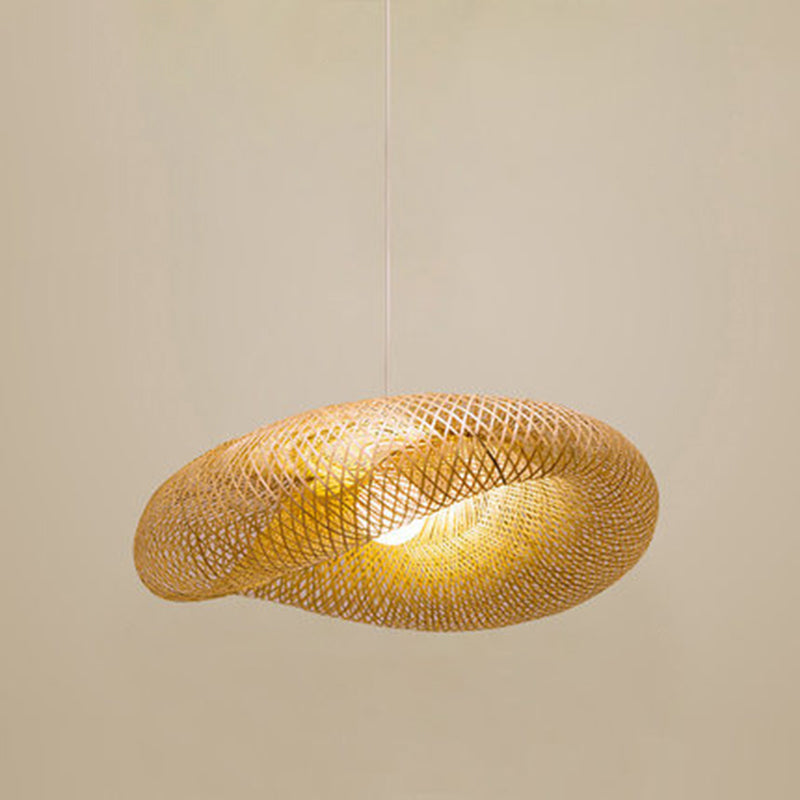 Modernes Touch Hanging Light Kit Bambus 1 Leichte Esszimmer Anhängerlampe in Beige