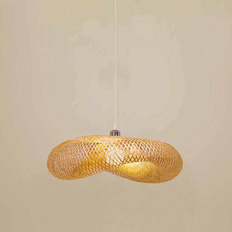 Modernes Touch Hanging Light Kit Bambus 1 Leichte Esszimmer Anhängerlampe in Beige